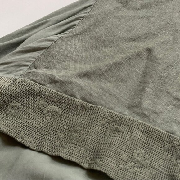 Sage Green Linen Blend Tunic Top Womens Medium High Low Hem Lace Boho Lagenlook - Picture 6 of 8